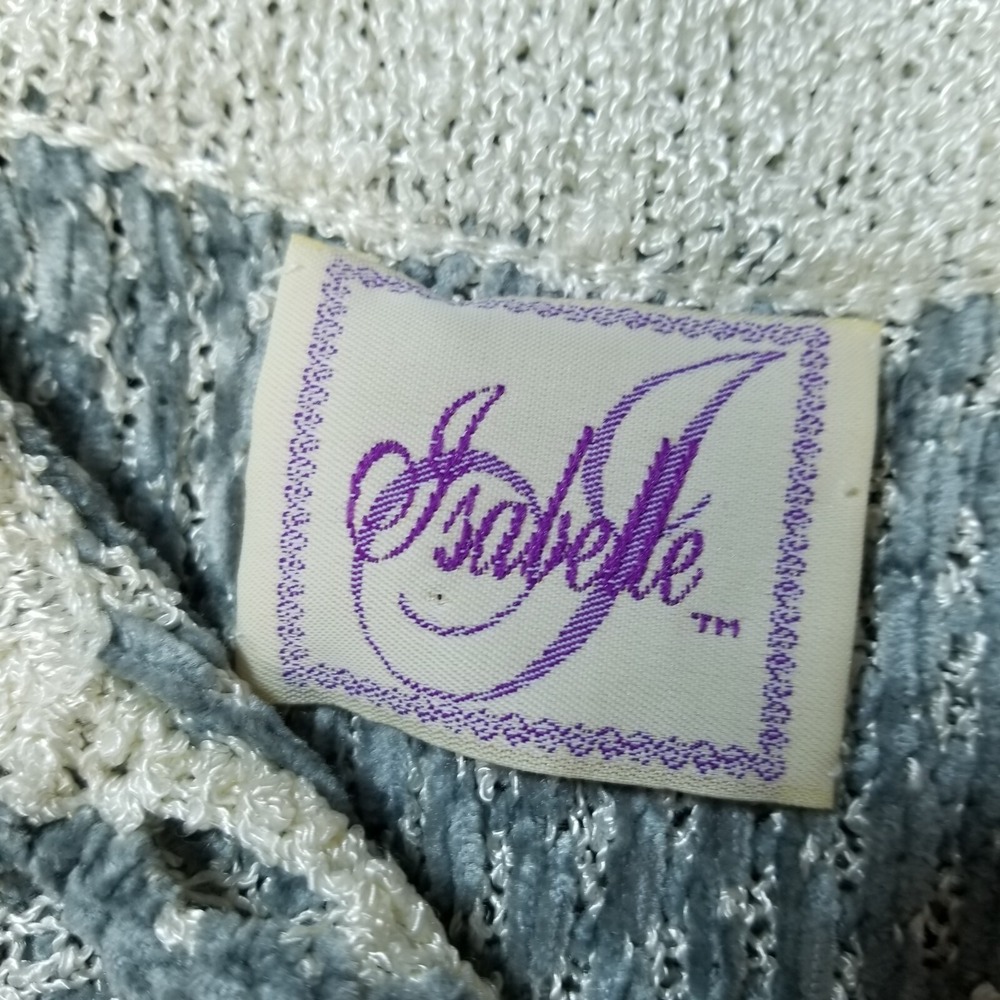 Isabelle Cardigan Women M Gray Chenille Notch Hem Long Sleeve Sweater Cottage - Picture 10 of 11